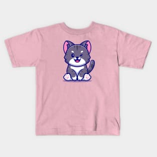 Cute Cat Sitting Cartoon Kids T-Shirt